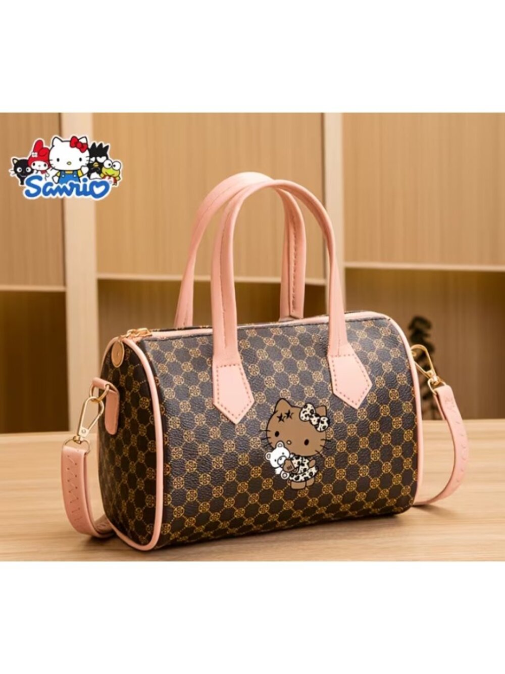 Sanrio Hello Kitty Vintage Color‑Block Boston Tote Kawaii Top‑Handle & Crossbody